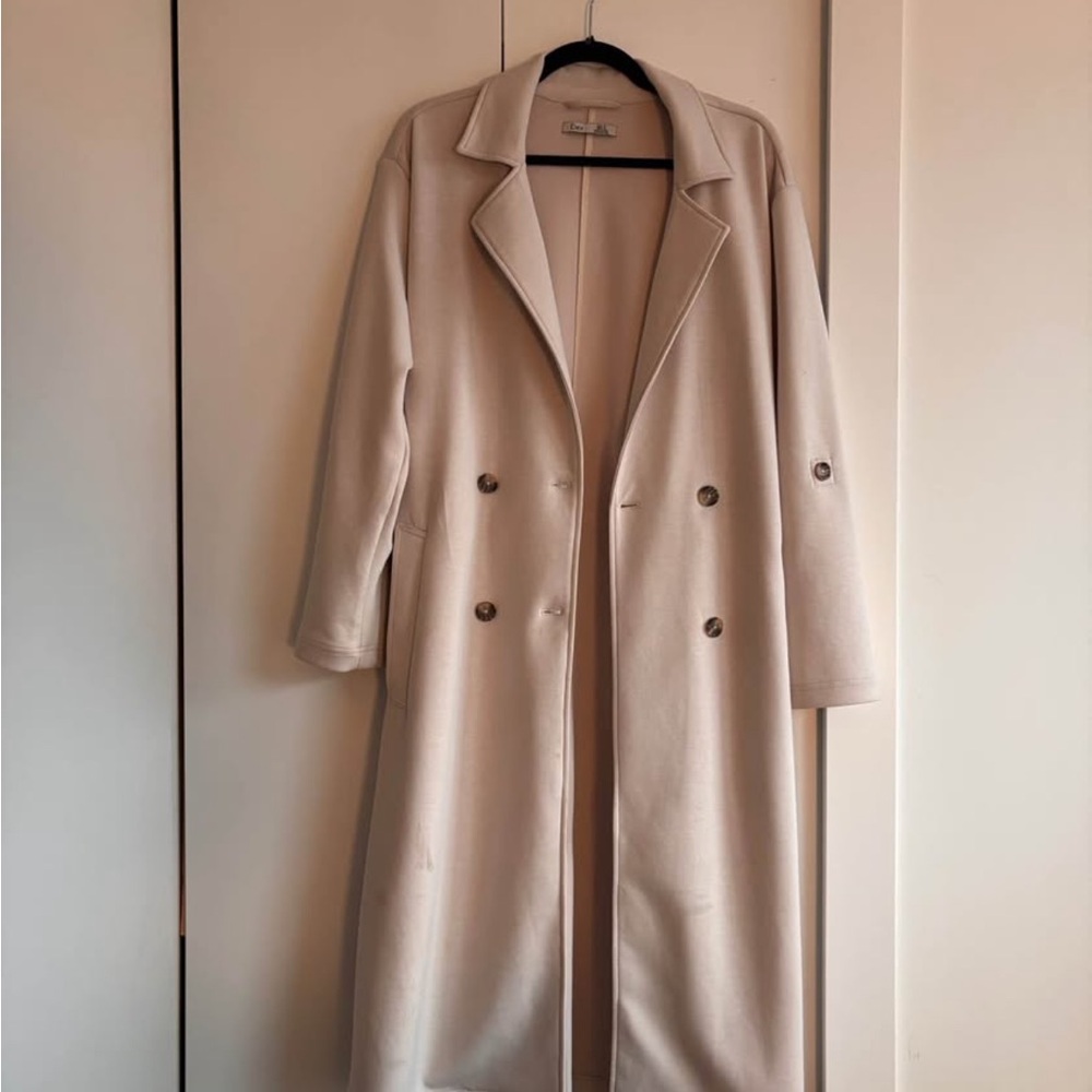 Dex Cream Double-Breasted Trench Coat